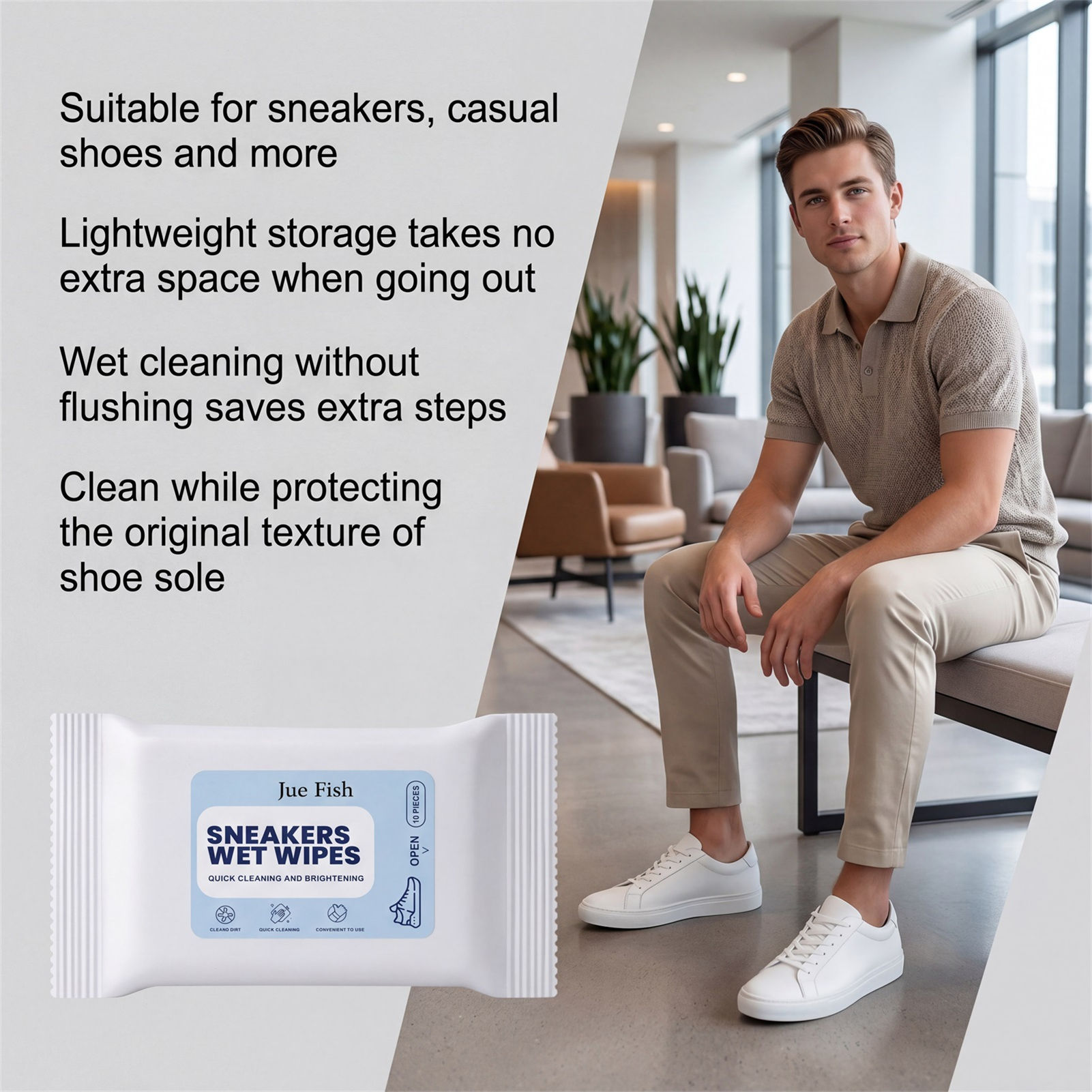 Sneaker Care Wipes - Shoe Cleaning Wipes Portable Travel-Ready for